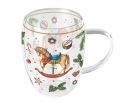 See slide Tasse de Noël verre double paroi verre cheval 350ml