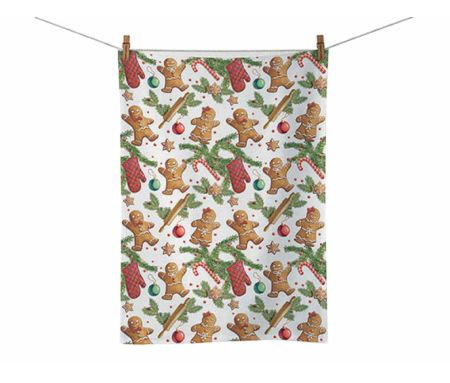 Essuie de cuisine 100% coton décor pain d’épices. Format 50x70 cm.