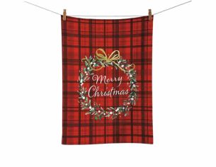 Essuie de cuisine tartan rouge 50 x 70 cm