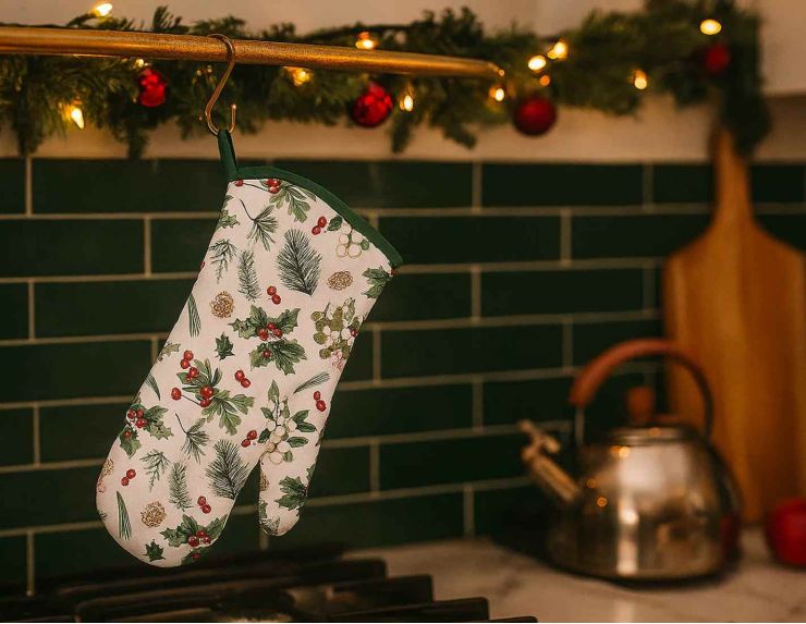 Gant cuisine houx baies 18 x 30 cm