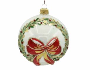 Boule de Noël blanche noeud...