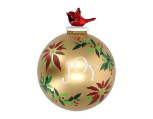 Boule de Noël dorée JOY verre 10 cm