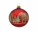 Voir la slide Boule de Noël rouge mat verre soufflé forêt dorée pailletée sapins arbres D8cm