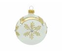 Voir la slide Boule de Noël blanche verre flocon doré pailleté strass argentés D8cm