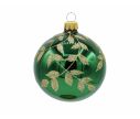 Voir la slide Boule de Noël verte feuilles dorées D 8cm