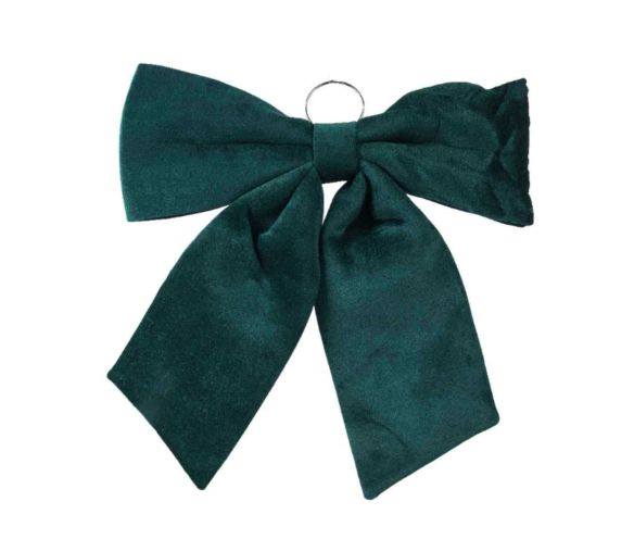 Nœud géant velours vert profond décoration Noël sapin porte vitrine 69x72cm