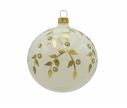 Voir la slide Boule de Noël crème verre feuillage doré branches pailletées perles D8cm