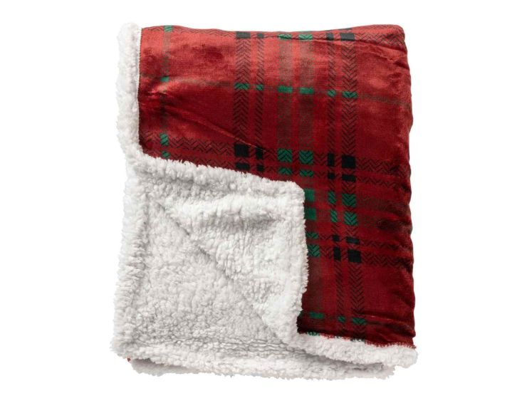 Plaid de Noël tartan rouge bordeaux 150x200 cm