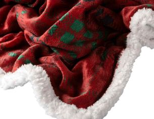 Plaid de Noël tartan rouge bordeaux 150x200 cm