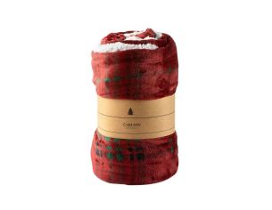 Plaid de Noël tartan rouge bordeaux 150x200 cm