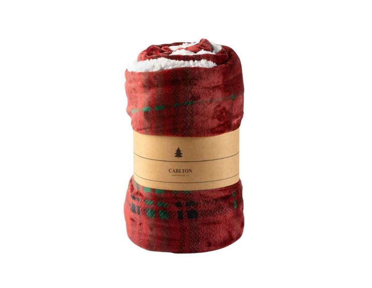 Plaid de Noël tartan rouge bordeaux 150x200 cm