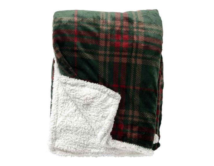 Plaid de Noël tartan vert rouge 150x200 cm