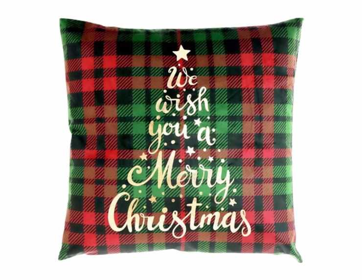 Coussin tartan Merry Christmas 45 x 45cm