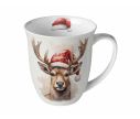 Voir la slide Mug porcelaine blanc Noël tête renne bonnet Père Noël aquarelle 400ml