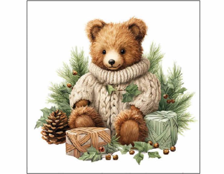 Serviettes de Noël ourson 33x33 cm
