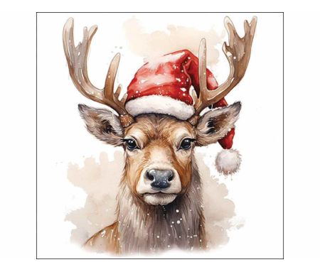 Serviettes cerf de Noël 33x33 cm