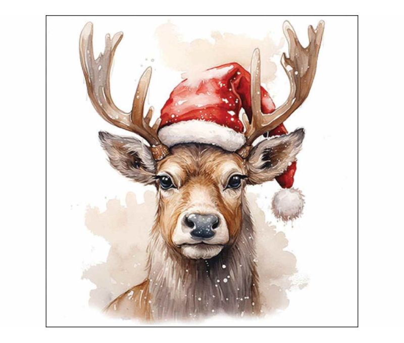 Serviettes cerf de Noël 33x33 cm