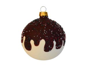 Boule de Noël blanche chocolat verre 8 cm
