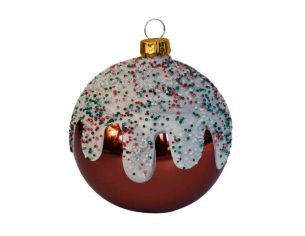 Boule de Noël marron glaçage verre 8 cm