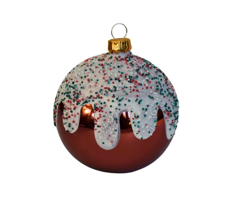 Boule de Noël marron glaçage verre 8 cm