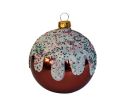 See slide Boule de Noël marron glaçage verre 8 cm