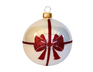 Boule de Noël blanche noeud...