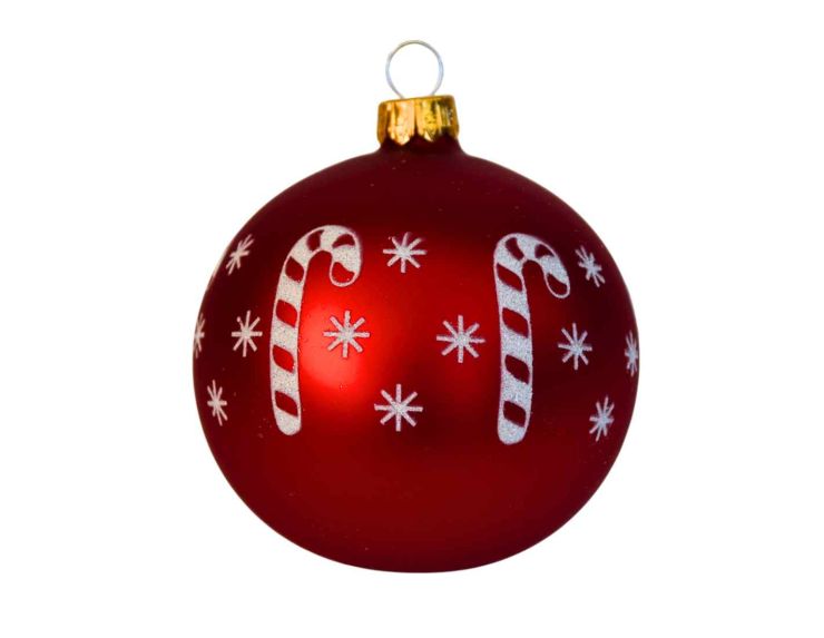 Boule de Noël rouge brillante candy 8 cm