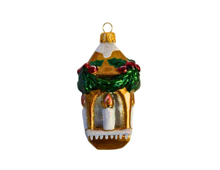 Suspension lanterne de Noël verre H 12 cm