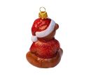 Voir la slide Suspension de Noël ourson brun bonnet de Père Noël rouge pailleté livre vert H10cm