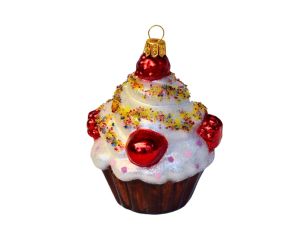 Suspension cupcake brun verre H11cm