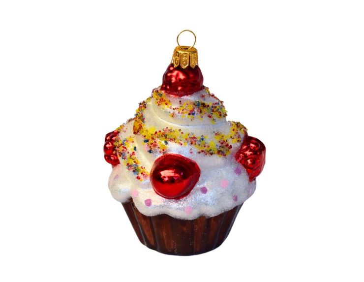 Suspension cupcake brun verre H11cm