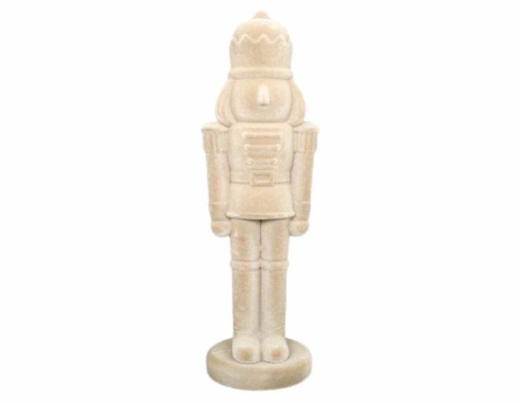 Casse-noisette beige velours floqué H 52 cm