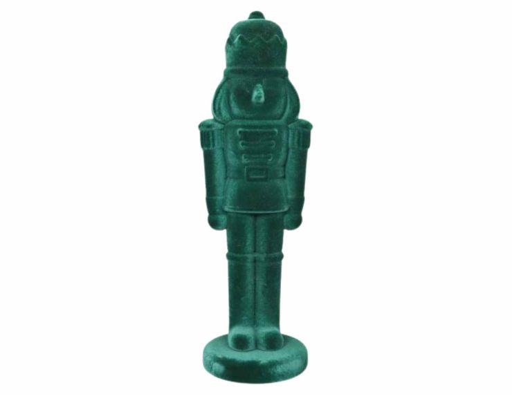 Casse-noisette vert velours floqué H 52 cm