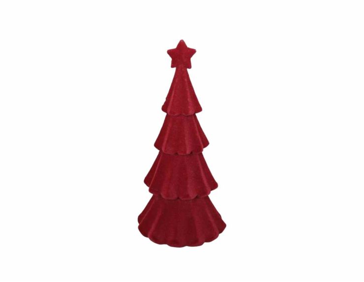 Sapin décoratif bordeaux velours H 29 cm