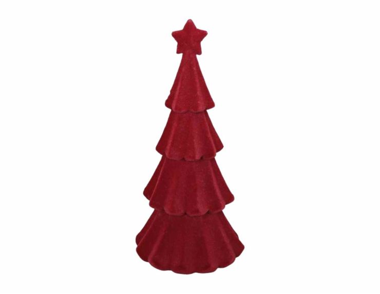 Sapin décoratif bordeaux velours H 39 cm