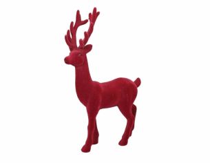 Cerf décoratif bordeaux velours H 37cm