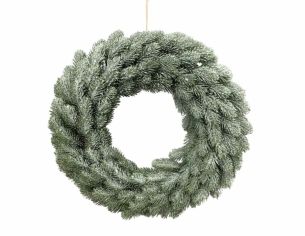 Couronne de Noël artificielle en PE, Ø48 cm, effet enneigé pour une décoration naturelle et festive.