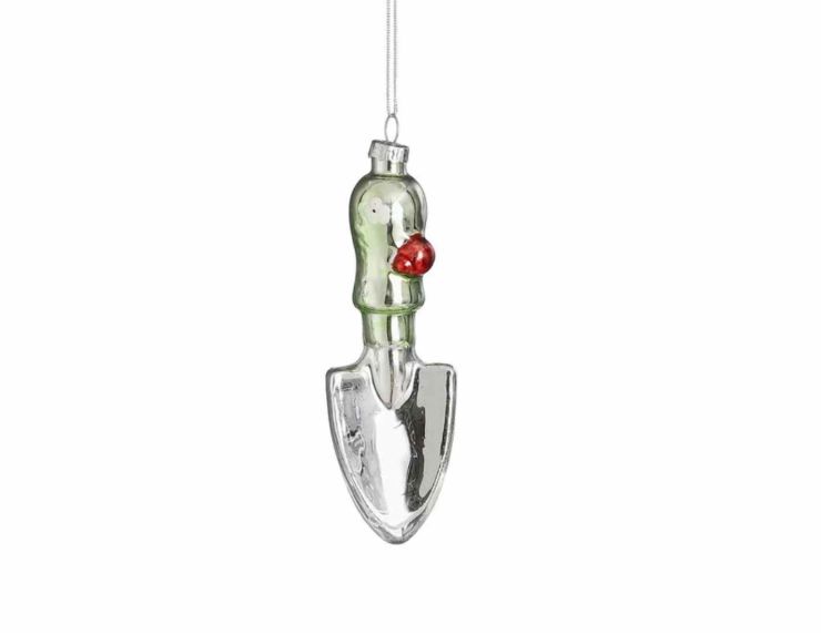 Suspension pelle  de jardin verre H 11cm