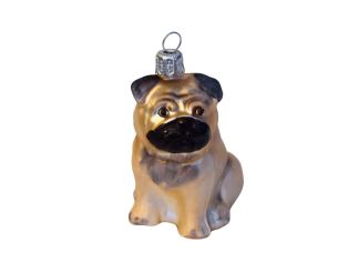 Suspension bouledogue en verre H 10cm
