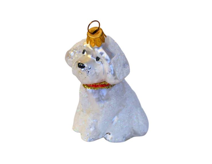 Suspension chien bichon verre H 8 cm