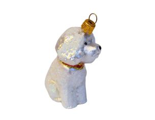 Suspension chien bichon verre H 8 cm