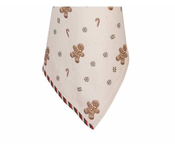 Torchon coton beige motifs bonhommes pain d'épices cannes à sucre flocons 50x70cm