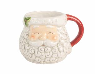 Grand mug de Noël en céramique 550 ml en forme de visage du Père Noël,