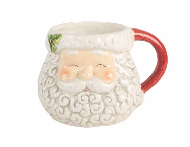 Grand mug de Noël en céramique 550 ml en forme de visage du Père Noël,