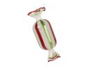 See slide Suspension de Noël bonbon blanc en verre rayé rouge et vert, hauteur 13 cm.