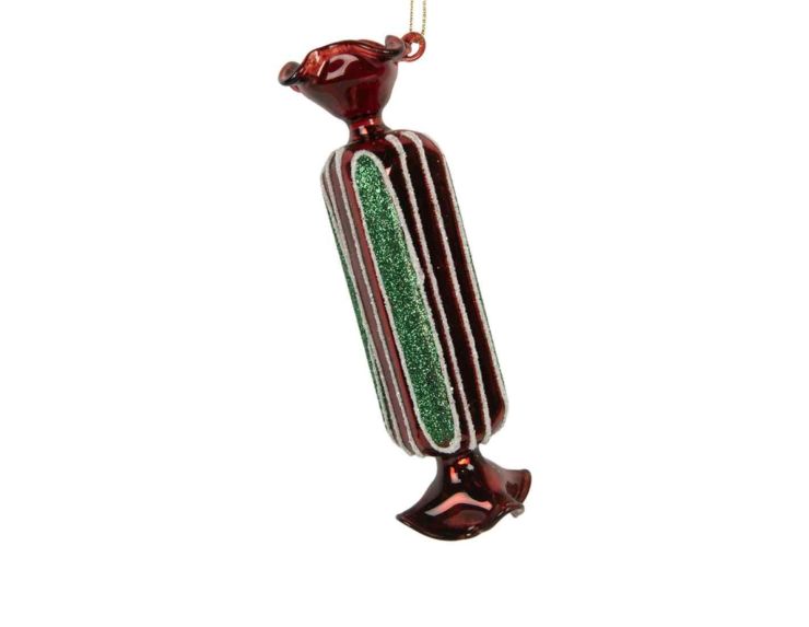 Suspension bonbon rouge long H 15 cm