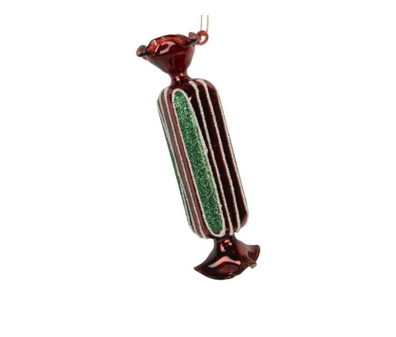 Suspension bonbon rouge long H 15 cm