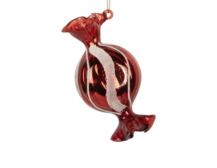 Suspension bonbon rouge verre H 12 cm