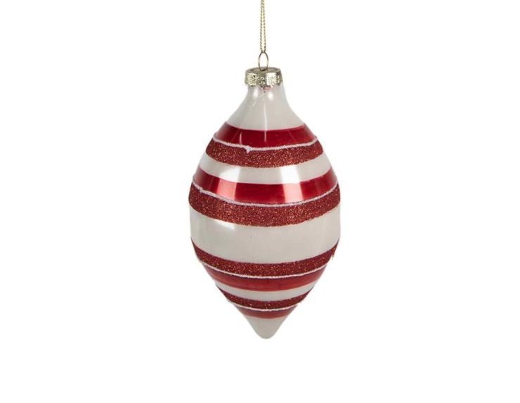Goutte de Noël rouge blanche verre H 15cm