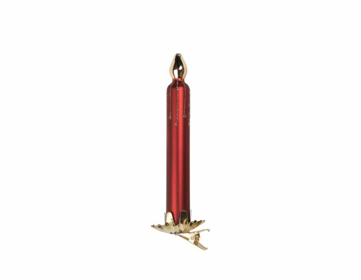 Bougie rouge à pince verre H 15cm